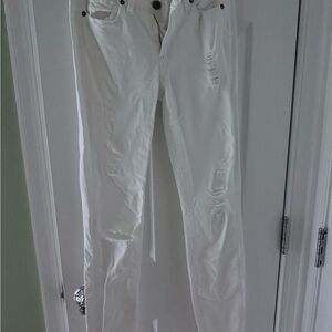 PAIGE Women's White Straight Leg Jeans